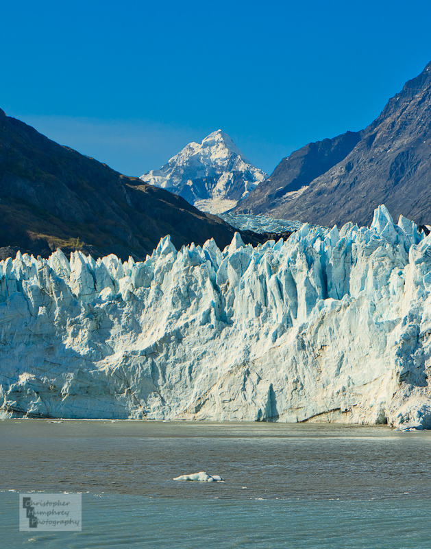 Margerie Glacier face with Mount Quincy Adams in background 